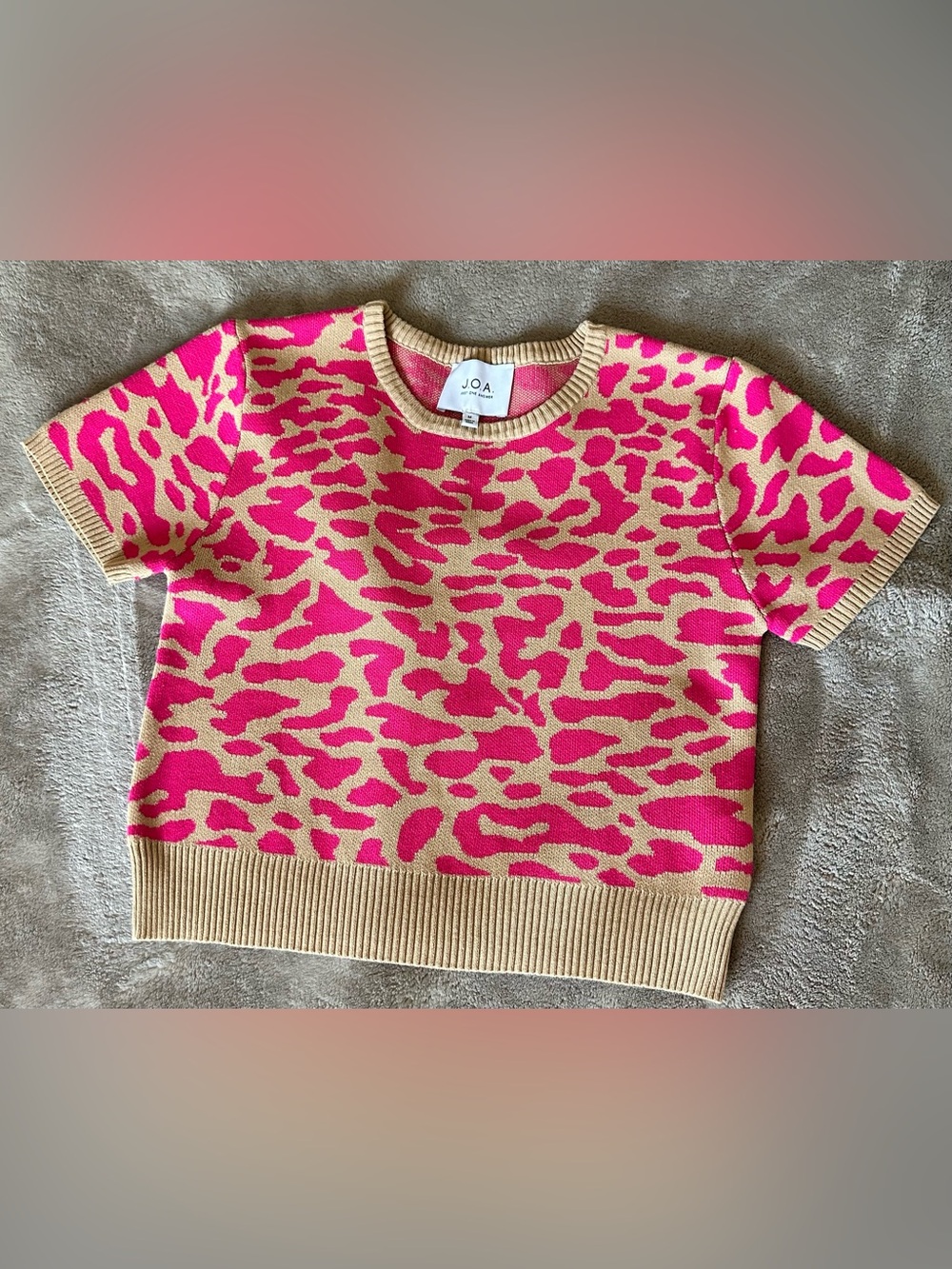 J.O.A. Pink and Tan Leopard Print Knit Top - Kids